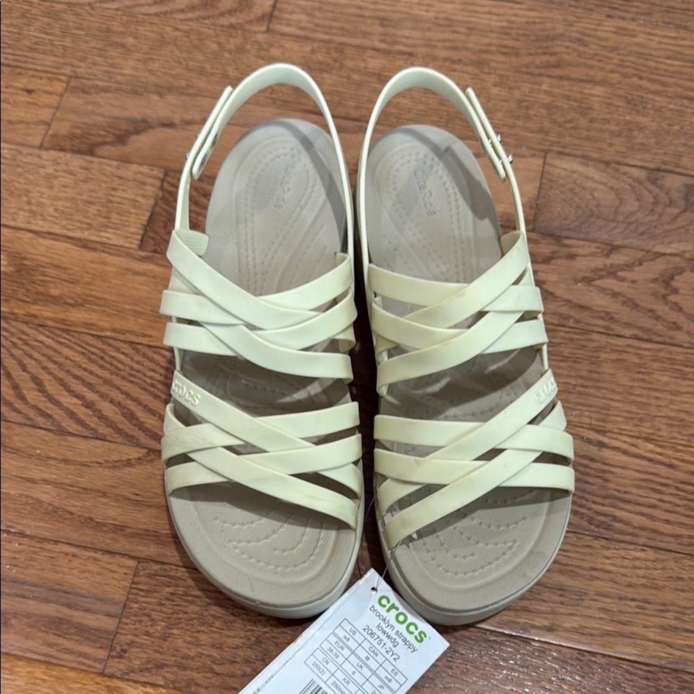 CROCS Cream Comfort Sandals with Supportive Footbed